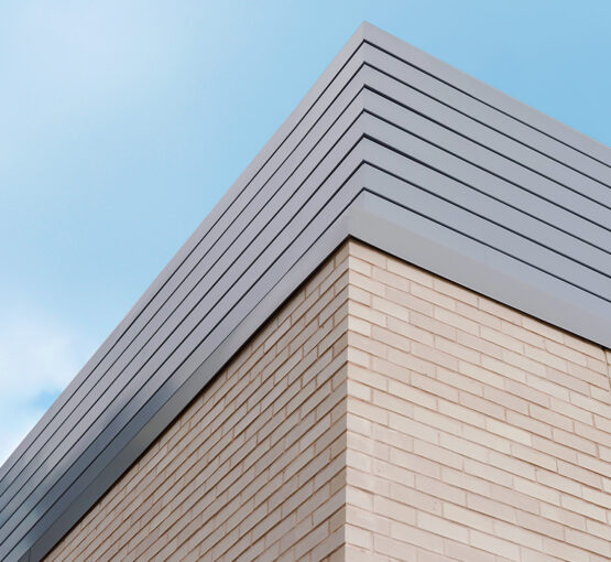 grey slatted architectural louver