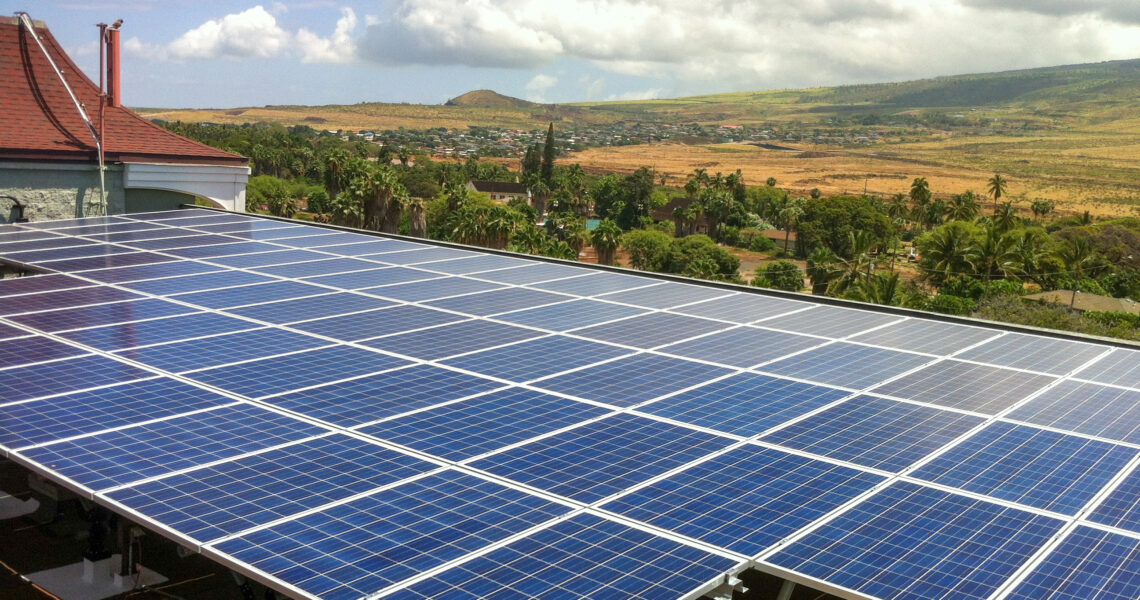 Solar racking system on office building in Hawaii