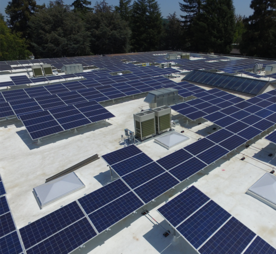 Silverback solar racking array on commercial rooftop